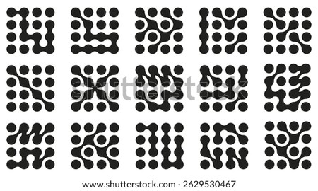 Set of abstract black meta balls. Vector illustration