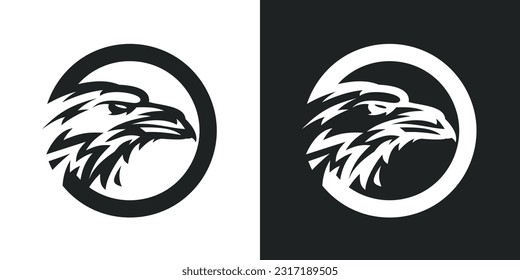 Set abstract black raven head isolated on white background. Template for design mascot, label, badge, emblem or other branding. Vector illustration.