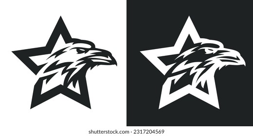 Set abstract black raven head isolated on white background. Template for design mascot, label, badge, emblem or other branding. Vector illustration.