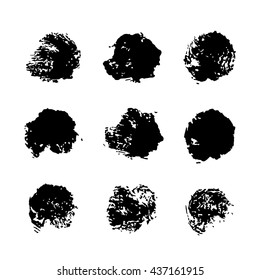 set of abstract black round random brush strokes sketch