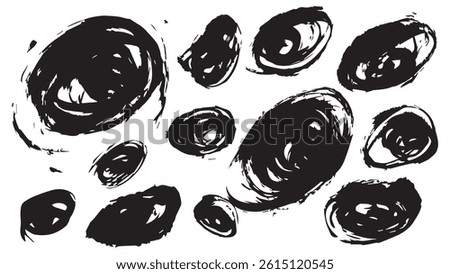 Set abstract black scribbles hand drawn ink sketch, confused thoughts concept, black tunnel in the form of doodle, black circular lines spiral logo, chaos and mess line circle, black hole space
