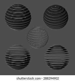 Set of abstract black spheres