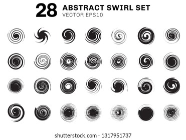 Set of abstract black spirals and swirl motion elements collection on white background. You can use for icons, ingredient brochure, poster, flyer, leaflet, banner web, etc. Vector illustration