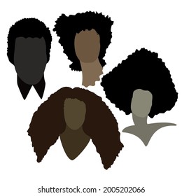 Set of abstract black vector model illustrations on an isolated white background