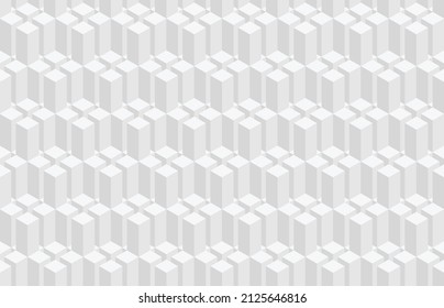 Ensemble de motifs géométriques harmonieux abstraits en noir et blanc 3d. cubes hexagonaux isométriques, illusion d'optique, arrière-plan moderne en couleur grise neutre.