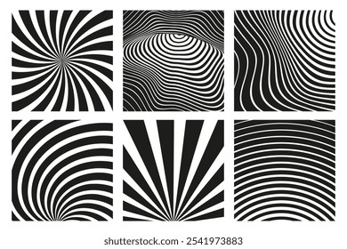 Set Abstract Black and White Optical Illusion Patterns