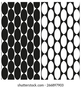 Set of abstract black and white seamless patterns of links of chain. Vector eps 10.