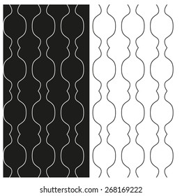 Set of abstract black and white seamless patterns of contours lines. Vector eps 10.