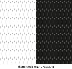  Set of abstract black and white seamless patterns of thin wavy lines. Vector eps 10.