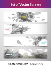 Set of abstract black and white web headers. 