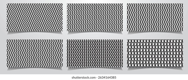 Set abstract black and white zigzag pattern background