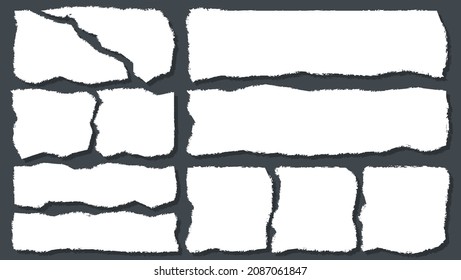 Set Of Abstract Blank White Paper Torn Sheet Design Template