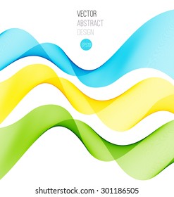 Set of abstract blend wave. Color Smooth stream line for header layout. Vector illustration. Green, orange and blue