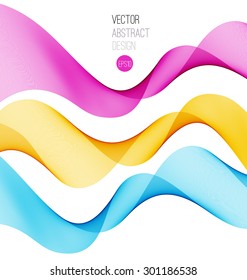Set of abstract blend wave. Color Smooth stream line for header layout. Vector illustration. Pink, orange and blue