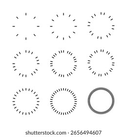 Conjunto de decoración abstracta de arte circular parpadeante Ilustración vectorial de diseño plano aislado sobre fondo blanco.