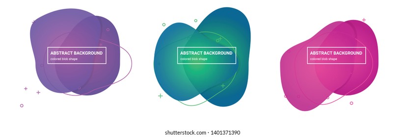 Set of abstract blob shapes background templates in Tapestry, Affair, Persian-Rose, Red-Violet, Emerald, Bahama-Blue gradients colors for logo, flyer, website etc.