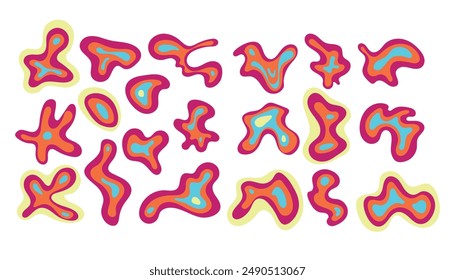 Set of abstract blot shapes, hand drawn illustration