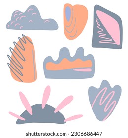 Set of abstract blot shapes. Liquid form elements. Set of modern graphic elements. Liquid dynamic color banner shapes. Vector illustration.