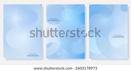 Set of abstract blue backgrounds with cyclic circles. Minimalist cover template with bright perspective of wave circles in motion. Perfect design for social media. Vector image.