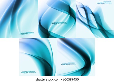 Set of Abstract blue backgrounds, futuristic wavy vector illustration eps10.