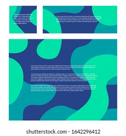 Set of abstract blue backgrounds for social networks. Rectangular and square backgrounds with wavy pattern. Abstract smooth wavy shapes. Place your text. Problem of ecology