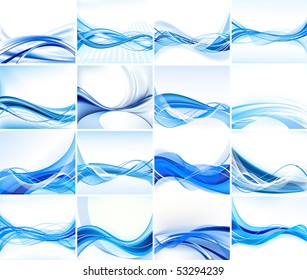  Set of abstract blue backgrounds vector