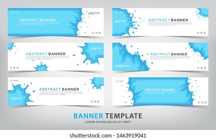 set of abstract blue banner template, vector illustration