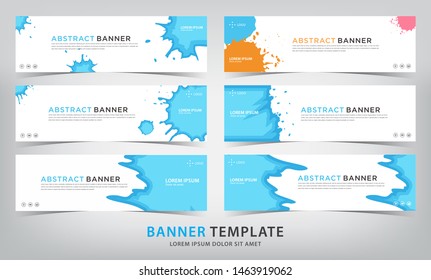 set of abstract blue banner template, vector illustration