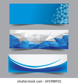 Set abstract blue banner with Triangle  ,geometric, wave blue banner for card web background.