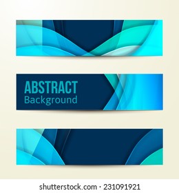 set of abstract blue banners. three background. Business design template. eps 10