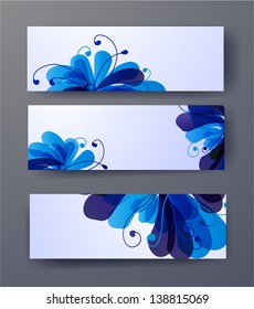 Conjunto de banderas azules abstractas. Ilustración del vector