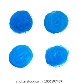 Set of abstract blue circle watercolor hand painted background isolated on white. Watercolor stains isolated on white background
