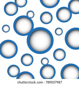 Set of Abstract Blue Circles with Shadows