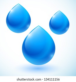 set of abstract blue drops