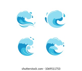 Set of Abstract blue flowing Wave Icon Logo Circle symbol