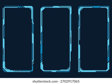 Conjunto de quadros verticais abstratos de tecnologia futurista azul