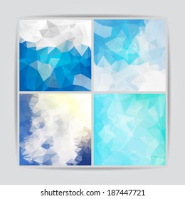 set of Abstract blue geometric backgrounds with triangular polygons 