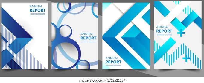 Set Abstract blue geometric modern annual report flyer Brochure leaflet, the presentation cover, magazine advertising. cover with an abstract background. vector template layout of A4 format