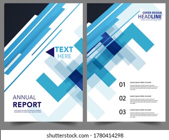 Set Abstract blauen geometrischen modernen Bericht Flyer Broschüre, die Präsentation Titelblatt, Zeitschriftenwerbung. abstrakter Hintergrund. Vektor-Vorlagenlayout im A4-Format