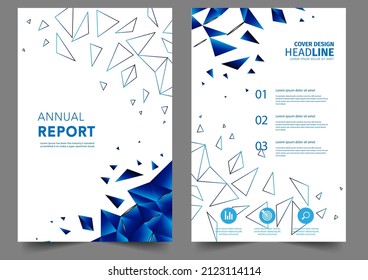 Set Abstract blue geometric modern annual report flyer Brochure leaflet, the presentation cover, magazine advertising. cover with an abstract background. vector template layout of A4 format