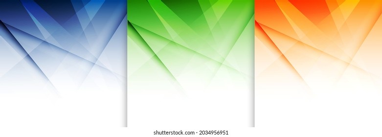 Set Of Abstract Blue, Green, Orange, Polygon Design On White Background With Copy Space For Text. Vector Illustration