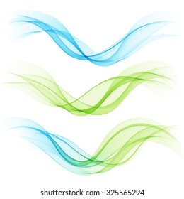 Set of abstract blue and green waves. Vector illustration EPS 10