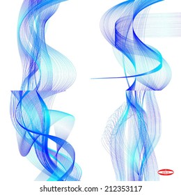 set of abstract blue line cyan wave navy band on white background vector