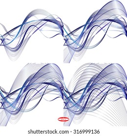 set of abstract blue line with violet wave with purple band isolated on white background. vector illustration