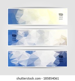 set of Abstract Blue Natural Triangular Polygonal vector headers