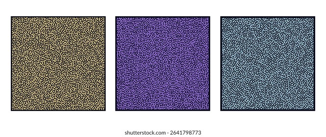 SET ABSTRACT BLUE ORANGE PURPLE COLORFUL LINES TURING PATTERN ROUGH DESIGN REACTION DIFFUSION BACKGROUND VECTOR GOOD FOR WALLPAPER, COVER,POSTER 