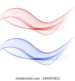 Set of abstract blue, pink waves. Vector illustration EPS 10