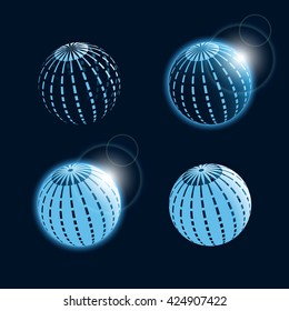 Set of abstract blue planet icons. Vector illustration.
