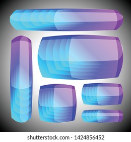 Set of abstract blue and purple backgrounds of various shapes. Vector illustration