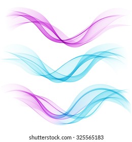 Set of abstract blue and purple waves. Vector illustration EPS 10